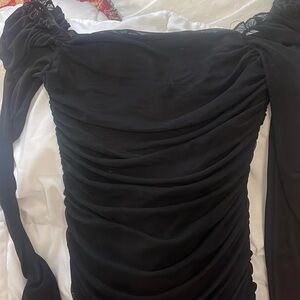 Shein Black Long Sleeve Short Dress